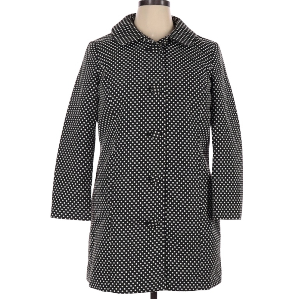 LC Lauren Conrad Polka Dot Trench Coat Black and White